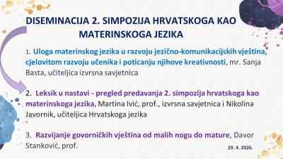Diseminacija Drugog simpozija hrvatskoga kao materinskoga jezika